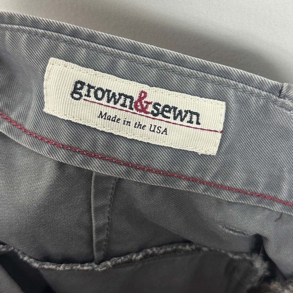 Grown & Sewn The Independent Slim Fit Grey Pants Mens Size 31 USA Button Fly - Picture 2 of 13